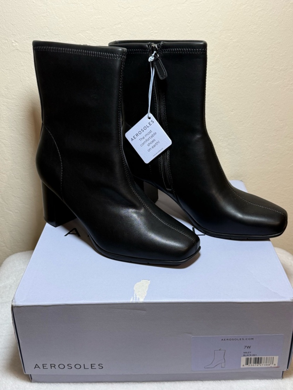 Aerosoles “Miley” Black Block Heel Ankle Boots - Size 7W - NWT in box - Picture 2 of 10